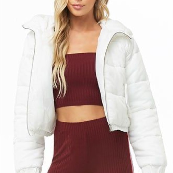 forever 21 white puffer jacket